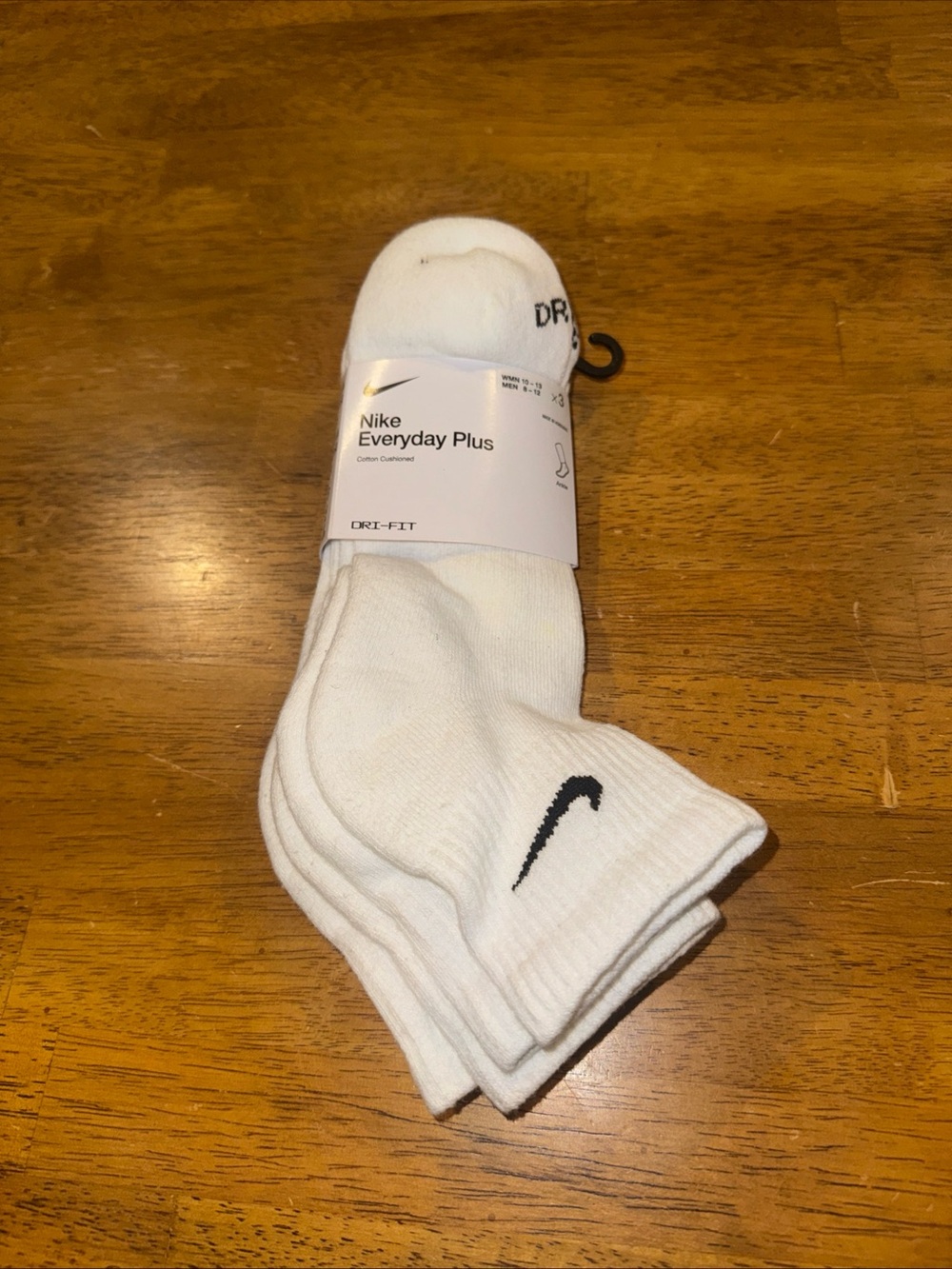 Nike Everyday Plus Ankle Socks White 3 Pair Men L 8-12 SX6890 100 New With Tags